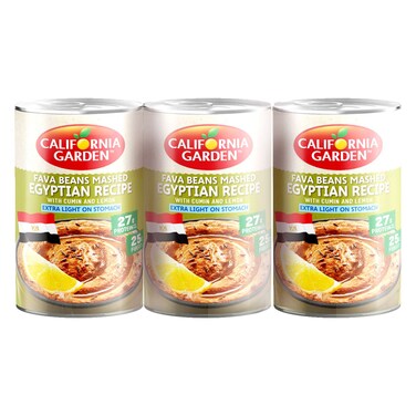 كاليفورنيا غاردن فول مهروس على الطريقة المصرية مع الكمون والليمون، 450 غرام حزمة من 3