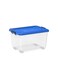 55L Clear Plastic Storage Box With Wheels &amp; Lockable Lid (Blue)