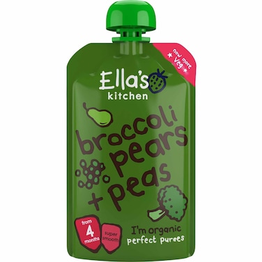 إيلاز كيتشن طعام أطفال هريس الكمثرى والبازلاء والبروكلي العضوي الخالي من الغلوتين ومنتجات الألبان، من عمر 4 أشهر فما فوق، 120 غرام