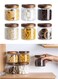 6Pcs 500ml Glass Storage Jar with Wooden Lid Airtight Storage Container Glass Food Storage Jar Kitchen Canisters for Coffee, Tea, Grains