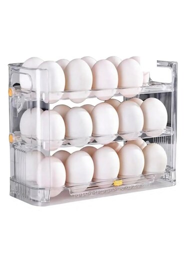 Egg Storage Organizer Anti-Slipping Household Egg Containers Boxes Special-purpose Kitchen Gadgets for Refrigerator Side Door (Transparent)
