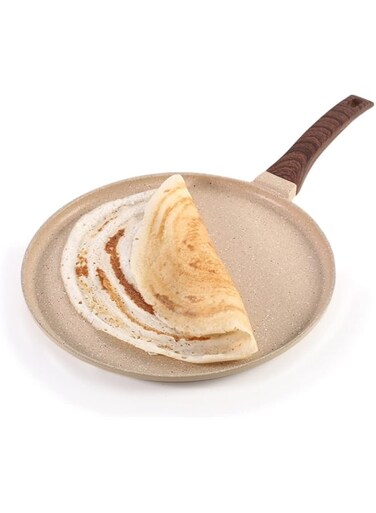 Wonderchef Duralife Die-cast 28 cm Dosa Tawa   5 Layer Healthy Duramax Non-Stick Coating   Soft Touch Handle   Pure Grade Aluminium   PFOA Free   2 Year Warranty Ivory