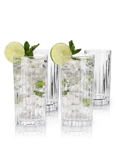 4PCS glass, 430ml crystal clear water cup for cocktails, juices, iced coffee, perfect for family bars, parties and gifts