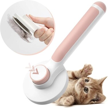 Pet Grooming Brush, Cats Dogs Brushes for Long Haired &amp; Short Hair, Supple Stainless Steel Bristles Quick Cleaning of the Brush to Remove Tangles Dead Undercoat and Dirt