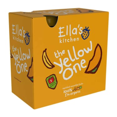 Ella&#39;s Kitchen The Yellow One Gluten Free Dairy Free Organic Squished Smoothie Fruits Baby Food, 6 Months+, 90g Pack of 5