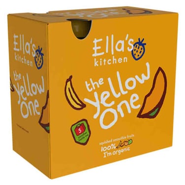 إيلاز كيتشن ذا يالو وان  طعام أطفال سموثي عضوي مهروس بالفواكه خالٍ من الغلوتين ومنتجات الألبان، ن عمر 6 أشهر فما فوق، ، 90 غرام حزمة من 5