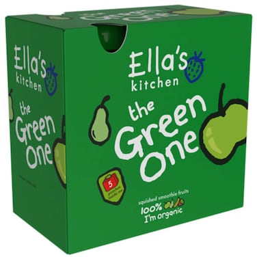 Ella's Kitchen The Green One Gluten Free Dairy Free Organic Squished Smoothie Fruits Baby Food, 6 Months+, 90g Pack of 5