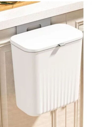 9L Kitchen Waste Bin with Lid, Hanging Trash Can for Kitchen Cabinet Door, Under Sink Dust bin, Garbage Bin for Bathroom, Wall Mounted Trash Bin, Kitchen Counter Compost Bin.