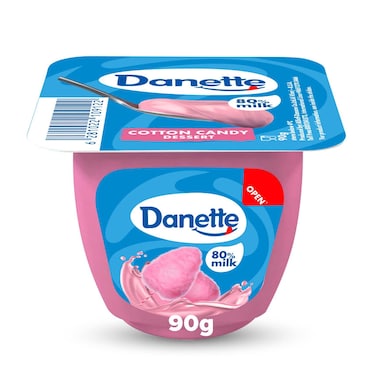 Danette Cotton Candy Pudding Dessert, Creamy Cotton Candy Custard Made with 80% Milk, 90g