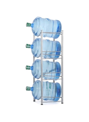 IBAMA Water Bottle Storage Stand, 4 Tier Water Bottle Holder 5 Gallons Shelf, Heavy Duty Water Bottle Stand Storage for Kitchen Home and Office Easy To Assemble   ASSPORTED