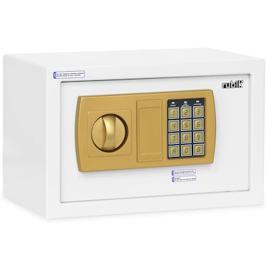 Rubik Safe Box with Digital Pin Code and Key Lock for Home Office Money Jewelry Passport Safety (20x31x20cm) White