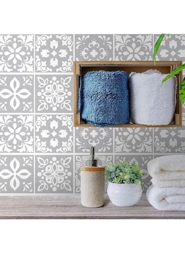 BPA&reg; Wall Tile Sticker 15cm(6") 2Light Grey Cement Art Home Decorations Stick on Tiles Decals Splashback for Kitchen Decor Bathroom Ideas Peel and Stick Backsplash Tile Paint