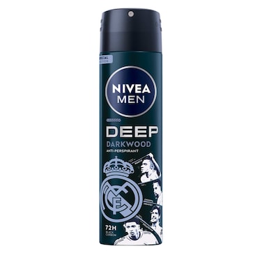 NIVEA MEN Deep MaxxTech Darkwood Spray with Black Carbon, 72H Odor &amp; Sweat Protection, Warm Darkwood Scent, 150ml