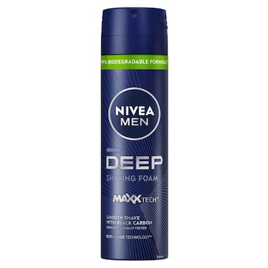 NIVEA MEN Deep Smooth Shave Shaving Foam With Anti-Bacterial Black Carbon 200ml