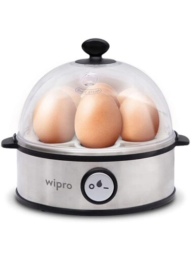 Wipro Vesta Electric Egg Boiler, 360 Watts, 3 Boiling Modes, Stainless Steel Body and Heating Plate, Boils up to 7 Eggs at a time, Automatic Shut Down, White, Standard (VB021070)