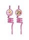 unique party Procos disney princesses and animals crazy straws 2-pieces, 27 cm size, light pink