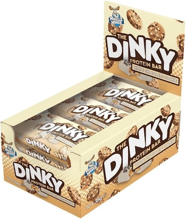Muscle Moose Dinky Protein Bar, Low Calorie, Low Sugar Protein Bar, 11g Protein (Pack Of 12, White Chocolate Cookie)