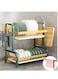 Foldable 2 Tiers Dish Drying Stand, Kitchen Organizer with Utensils &amp; Cutting Board Holder