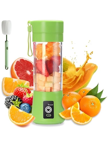 ALMEKAQUZ Portable Blender with Brush,Electric USB Juicer Blender, High Speed Mini Blender Portable Blender For Shakes and Smoothies,Juice,380ml, Six Blades Great for Mixing (Green)