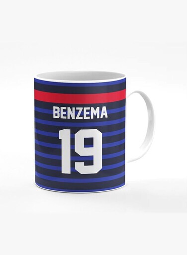 Designer Printed Coffee Mug with Heavy Duty Handle 11oz Ceramic Personalised Gift Mugs Cup [Microwave Safe &amp; Dishwasher Proof] -Football Team - France Player Name - Benzema