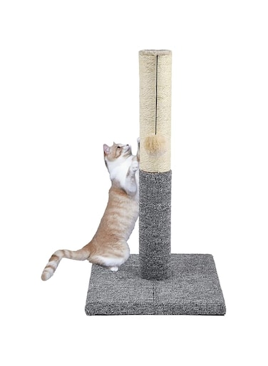 Gluckluz Cat Scratching Post Scratch Tree Scratcher with Toy for Large Small Cats Kittens with Toy Sisal Furniture Protector (Grey)