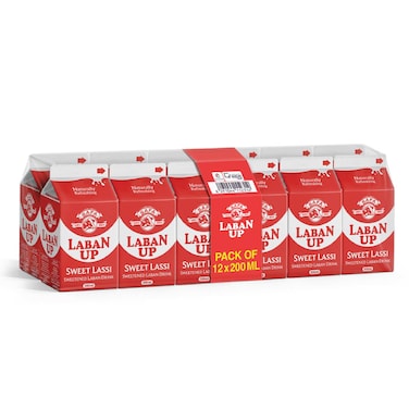 Safa Laban Up Sweet Lassi Sweetened Laban Drink, 200ml, Pack of 12