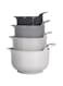 BoxedHome Mixing Bowl Set Plastic Salad Bowl Mixing Bowl Set Non-Slip with Handle Stackable Serving Bowls for Kitchen 4 Pieces (Grey)