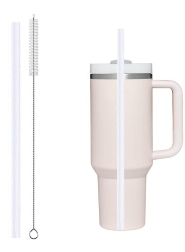 Reusable 1-Straw &amp; 1-Brush Set for Stanley Cup Accessories 30oz/40oz &acirc;&euro;&ldquo; Replacement Straw &amp; Cleaning Brush, BPA-Free, Eco-Friendly, Fits Stanley Quencher Tumblers &acirc;&euro;&ldquo; White