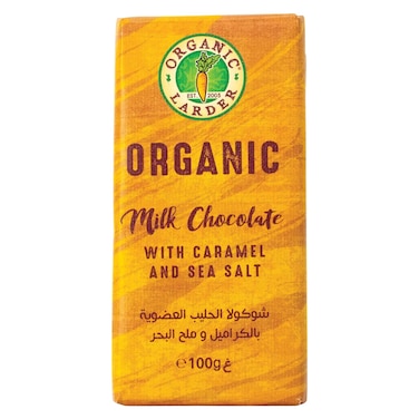Organic Larder Milk Chocolate with Caramel and Sea Salt, 100g
