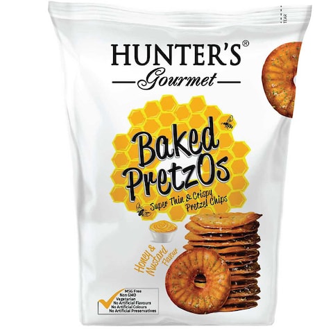 Hunter&#39;s Gourmet Honey and Mustard Flavour Baked Pretzos, 160g
