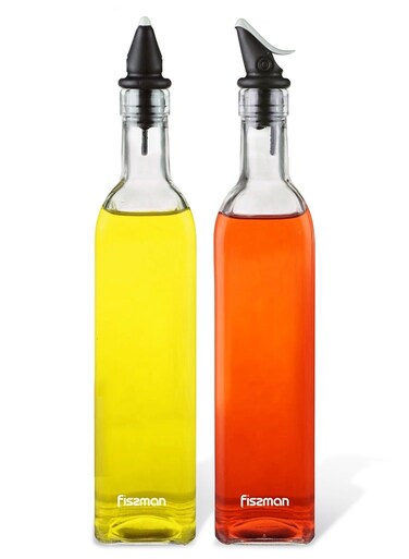 2-Piece Oil and Vinegar Glass 500ml Bottle Pouring Dispenser