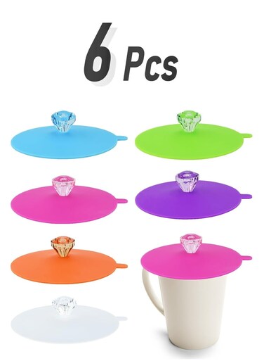 6 Pcs Silicone Cup Covers &acirc;&euro;&ldquo; Reusable Anti-Dust Lids for Mugs and Glasses