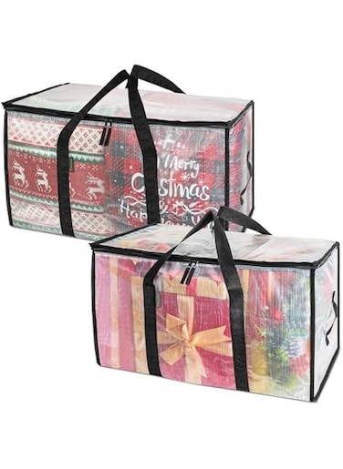 Bedding Foldable Clothes Organizer Quilt Bag Thicken Clothes Pouch Bag for Moving House Comforter Bags with Zipper Quilt Holder Quilt Container 24 Gallon Storage Moving Bag (2 Pack,Clear)