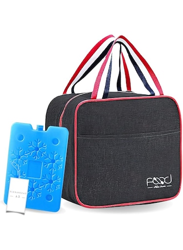 EleganceA3 Handbag Lunch Box Bag with Ice Box - Double-Layer Insulated Oxford Cloth, Easy to Carry, Leakproof and Oil-Proof, 950ml Lunch Bag w/Fresh-Keeping Ice Crystal Box (Black)