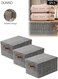 3 Pack Black Foldable Storage Boxes with Lids, Medium Non-Woven Fabric Organizer Bins with 2 Brown Handles, 36x25x20cm for Closet &amp; Home Organization