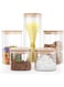 PICCASIO 𝐏𝐈𝐂𝐂𝐀𝐒𝐈𝐎 5 Pcs Glass Canister Sets with Bamboo Lids, Airtight High Borosilicate Containers, Multi Sizes Clear Jars for Tea, Coffee Beans, Spaghetti, Pasta, Cereal &amp; Herbs (square)
