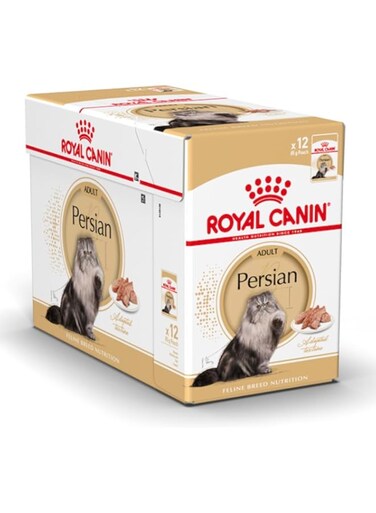 Royal Canin FBN Persian Wet Food Pouches Box of 12x85g Feline Breed Nutrition Cat Food, Multicolor, 9003579001165, Persian Adult Cat Wet Food