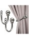 Sumnacon Set of 2 Decorative Curtain Holdbacks, Wall Mounted Aluminum Alloy Window Drapery Tiebacks for Bedroom, Livingroom Office Come with Screws, Grey