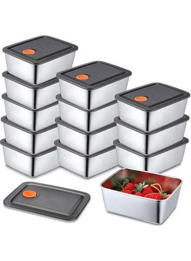 Tazweeq 304 Stainless Steel Food Containers with Lids, 10pcs Food Storage Containers Box for Lunch, Leftovers, Dishwasher &amp; Freezer Safe
