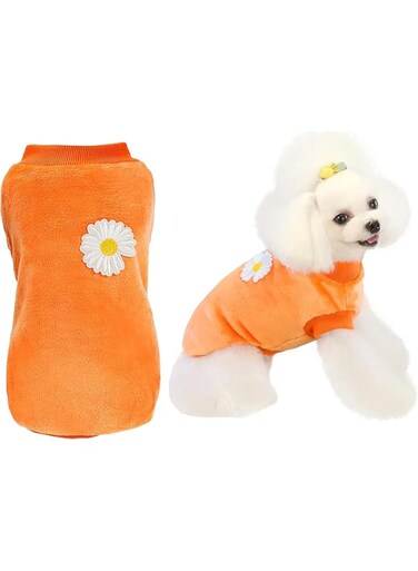 Dog Sweater Dog Clothes Coral velvet Dog Sweater Winter Warm Sweat Shirt Coral velvet Pajamas Fleece Sweater for Small Dog Medium Dog Cat (Orange, XXL)