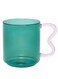 Pear Decor Curve Handle Glass Mug, Green