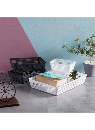 Box 5-Piece Storage Basket Set White/Grey