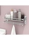 Plantex Stainless Steel Bathroom Shelf/Rack with Towel Holder/Towel Hooks/Bathroom Accessories Wall-Mount (Chrome Finish) (2-Tier)