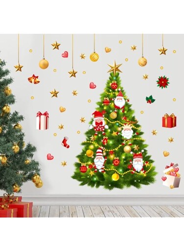 BPA Christmas Tree Wall Stickers Christmas Decoration Stickers Living Room Decoration Wall Stickers Christmas Stickers(H)