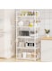 Kitchen Shelving Unit, Storage Shelves Organizer with Side Hooks, Storage Rack, Storage Organizer Shelves, Multifunctional Storage Rack Stand for Kitchen, Closet, Bathroom, Laundry - White