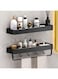 QYINXIU 2PCS Bathroom Shower Rack, 15.7 inch Black Bathroom Wall Shelf (2 Tier), Bathroom Shelf with Towel Bar, Wall Mounted Shower Storage Organizer Holder Rack