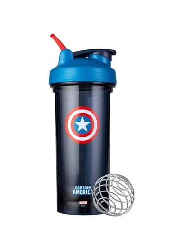 Blender Bottle Marvel Shaker Pro Series Perfect for Protein Shakes and Pre Workout, 28-Ounce, Captain America Shield