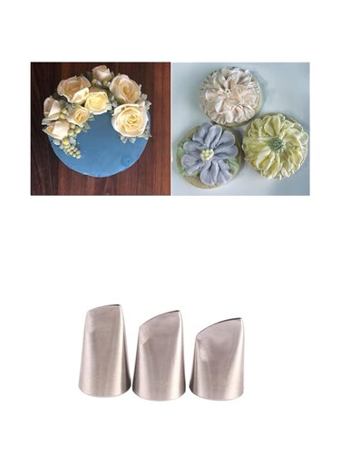 Yiouou Petal Piping Nozzle Large,Flower Nozzles 124K, 125K, and 126K,Rose Petal Pastry Tips for Cake Cupcake Decorating,3 Pcs