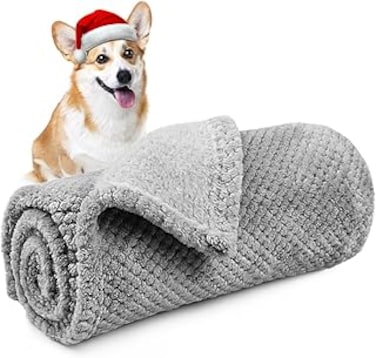 2PCS Dog Blanket Washable Medium 70x100cm Puppy Blanket, Fluffy Fleece Pet Blanket Throw for Puppy Dogs, Cats and Other Small Medium Pets Grey
