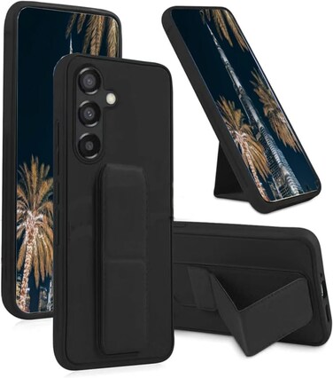 Samsung Galaxy S25 Plus Case, Multi Stand Cover with Magnet Holder, Hand Strap Grip, Vertical and Horizontal Stand (Black, Samsung Galaxy S25 Plus)
